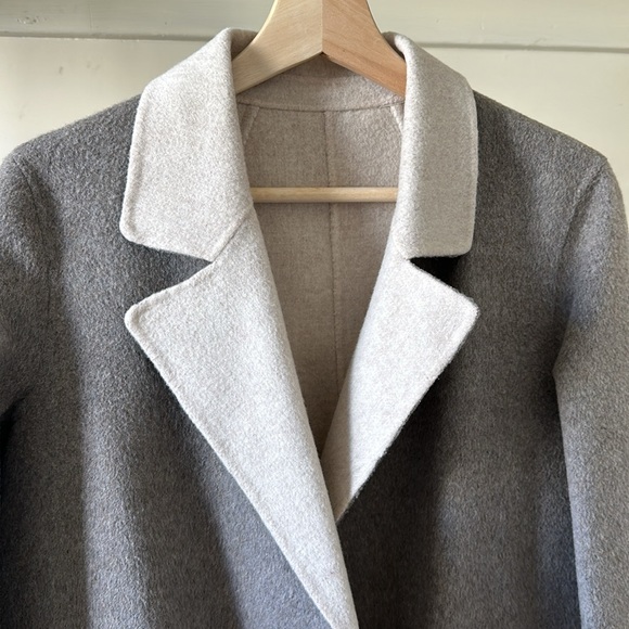 New Theory Sileena R Winsome open front spread collar reversible cashmere coat - Picture 5 of 16